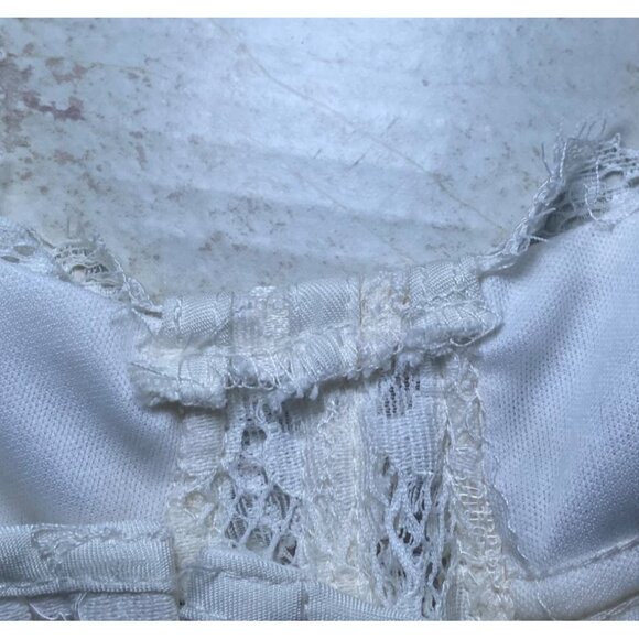 Cream Lace Bustier Crop Top Boning & Adjustable Straps Size L Bridal Coquette - Picture 5 of 7
